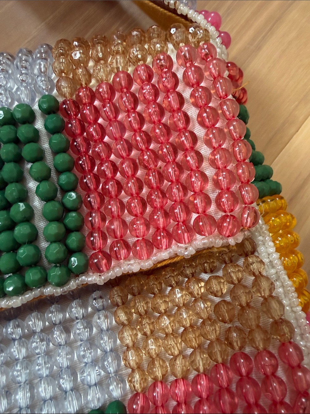 Anthropologie Beaded Patchwork Shoulder Bag in Green, Pink, Yellow, Red, Cream - Picture 3 of 8